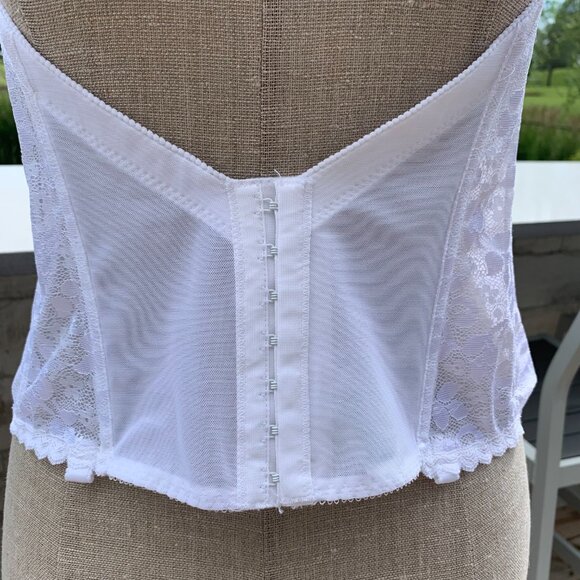 Vintage Union Made Carnival White Sheer Lace Boned Corset Bustier Lingerie - Picture 7 of 14